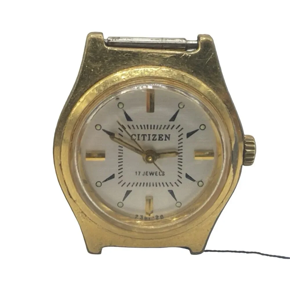 Women's Vintage Citizen Watch White Dial Gold Tone Manual Wind Runs 17J C-23A-CX